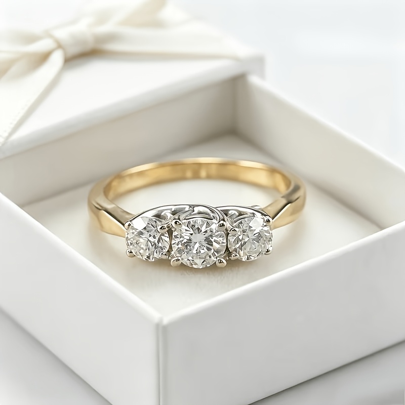 S925 Silver Inlaid 2-Carat Moissanite Three-Stone Ring
